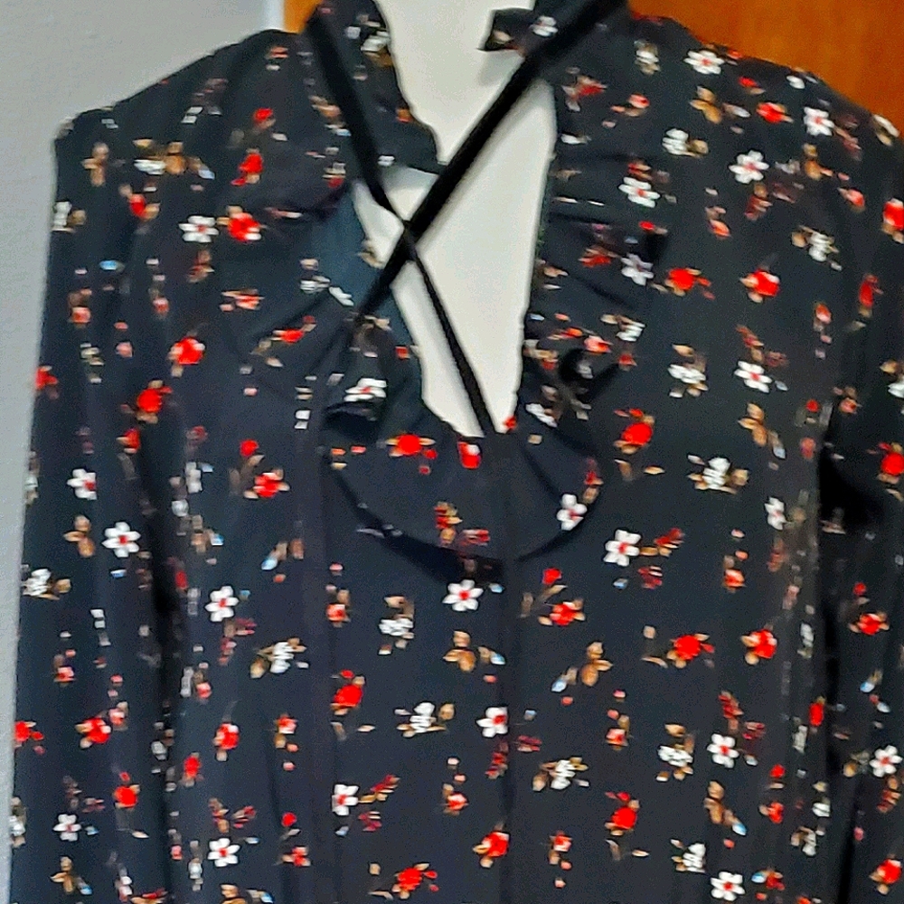 Zara Basic Floral long sleeve dress size small